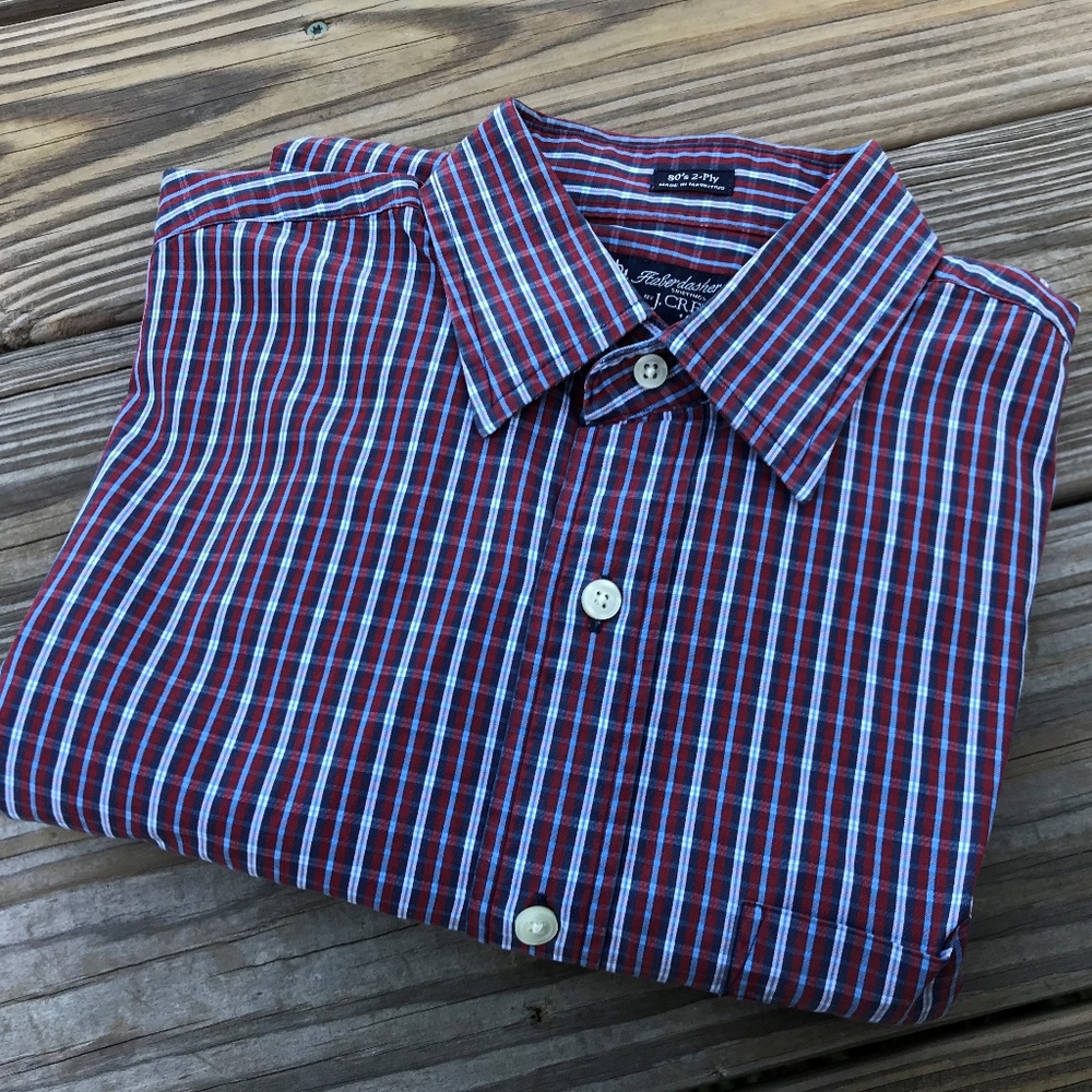 J. Crew Haberdashery Men Red Plaid ButtonDown 2Ply
